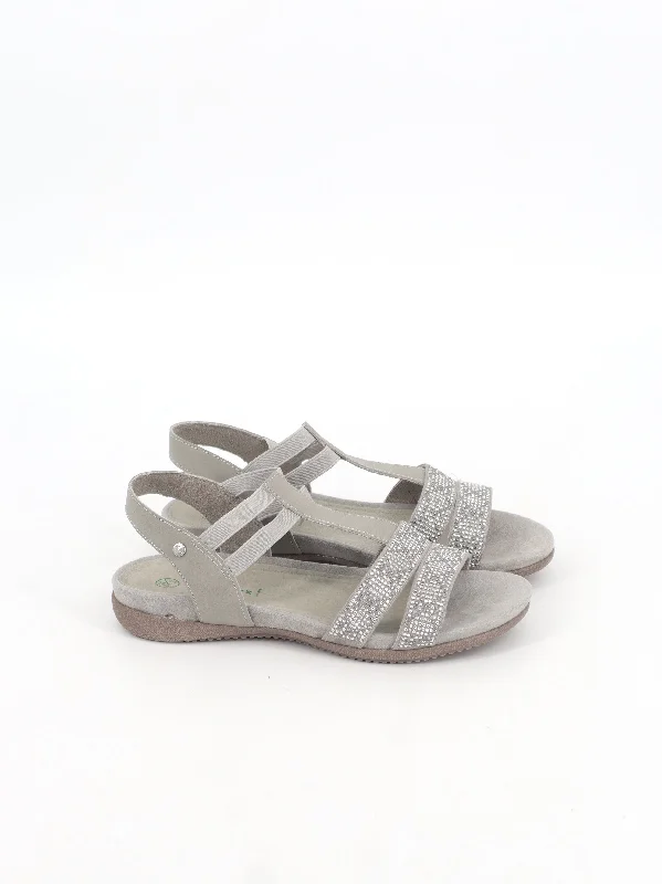 Flat sandals for women-Women's Beads Sandals,Grey