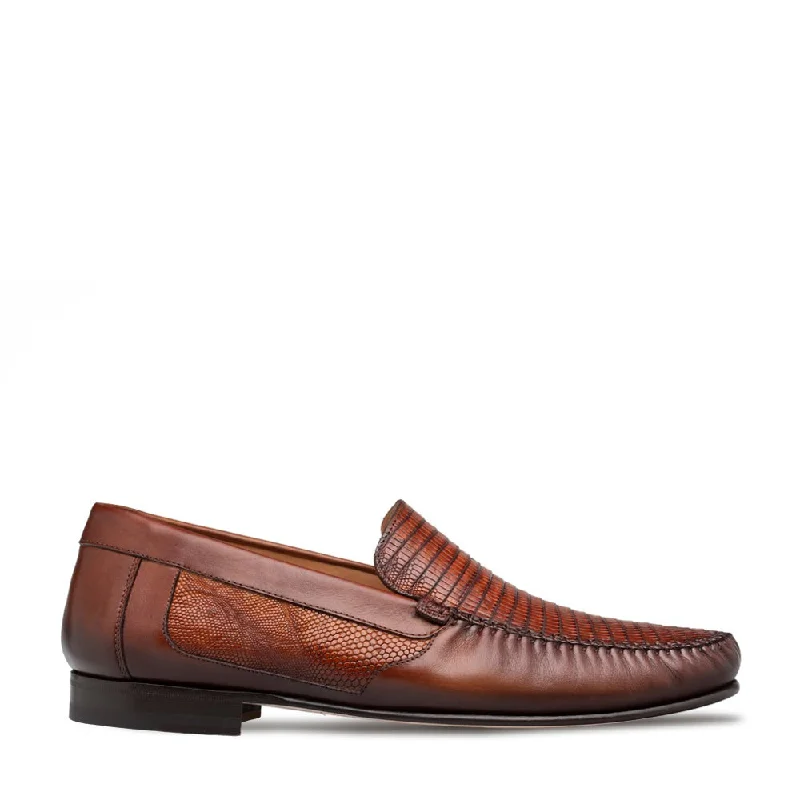 Loafers with stylish comfort-Mezlan RX7938-L Men's Shoes Cognac Exotic Lizard / Nappa Leathers Moccasin Loafers (MZ3701)