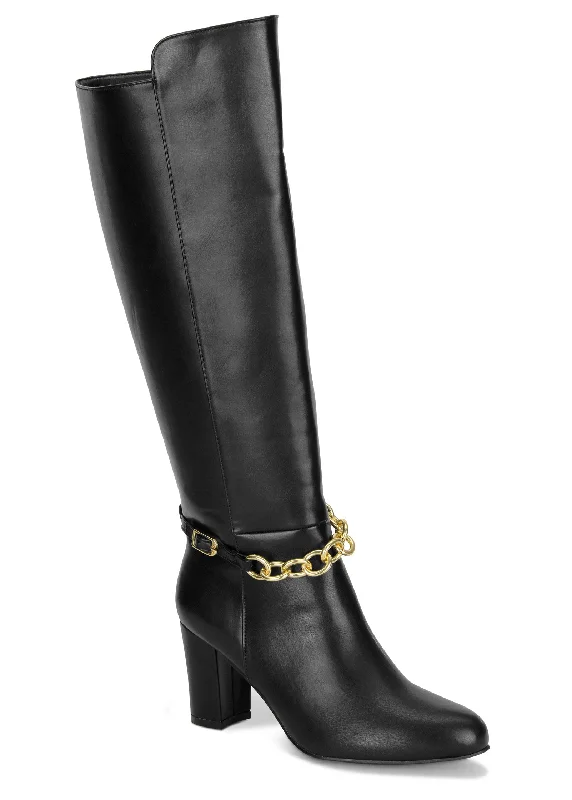 high-fashion boots-Chain Detail Boots - Black