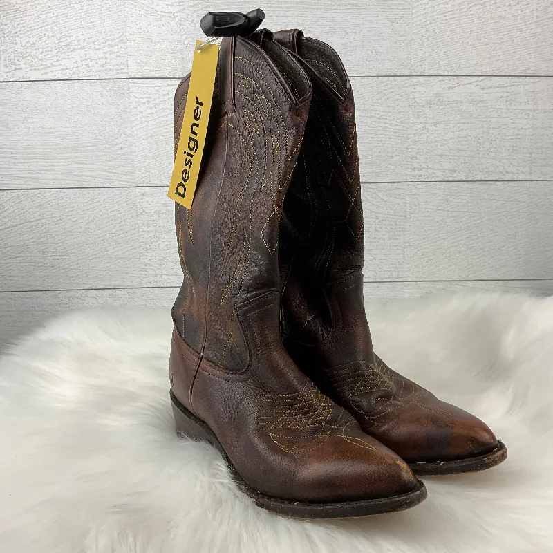 retro Western boots-Boots Designer By Frye In Brown, Size: 5.5