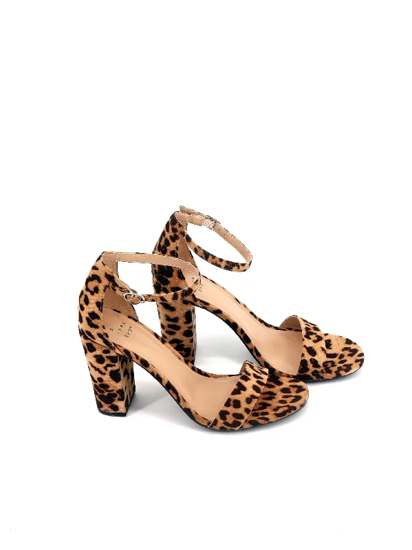 Wedge sandals styling guide-Women's Animal Printed High Heel Sandals,Brown