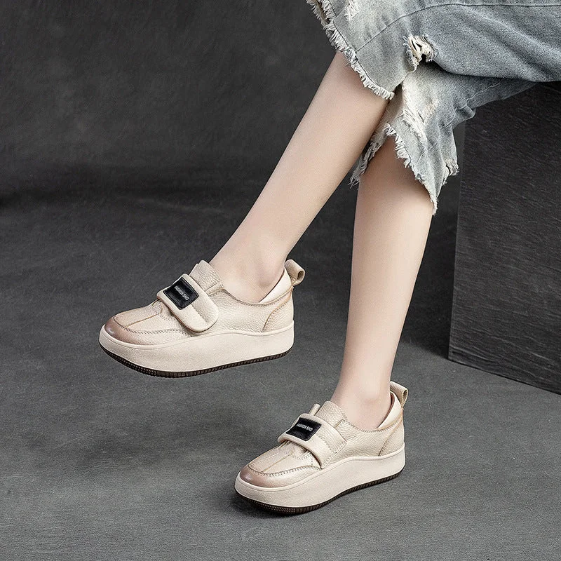 Casual shoes with slip-on style -Women Minimalist Soft Leather Casual Shoes