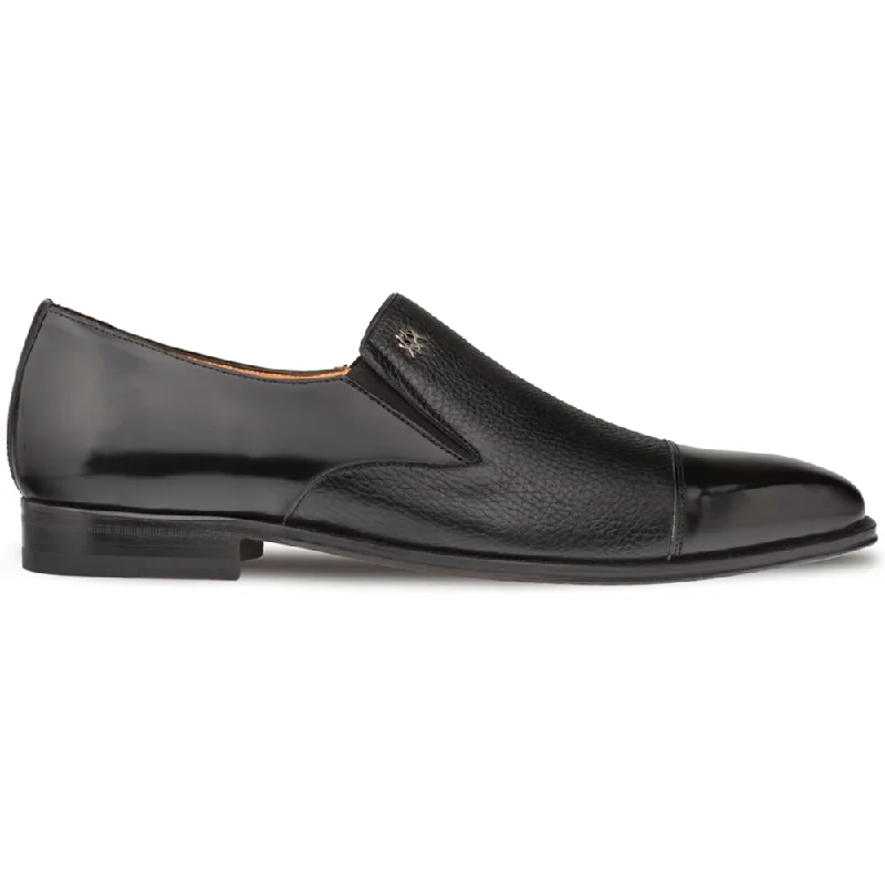 Loafers for fall charm-Mezlan Milani Shoes Black Deerskin & Calfskin Leather Loafers 18984(MZ2732)