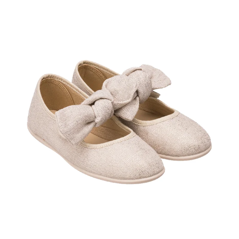 Mary Jane shoes with simple vibes-Linen Bow Mary Jane Ice