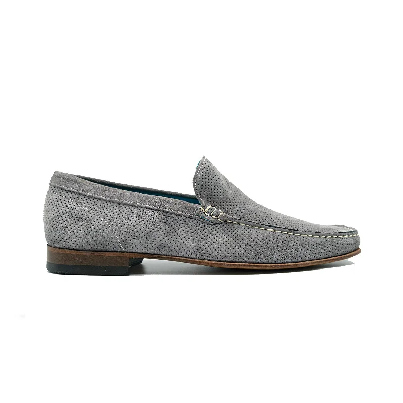 Loafers with comfy fit-Giovacchini Diego Men's Shoes Metal Perforated Suede Leather Slip-On Loafers (GVCN1013)