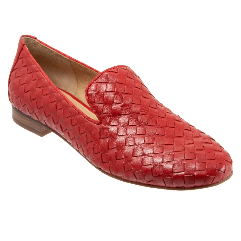 cozy flats for families-Gracie Red Casual Leather Shoes