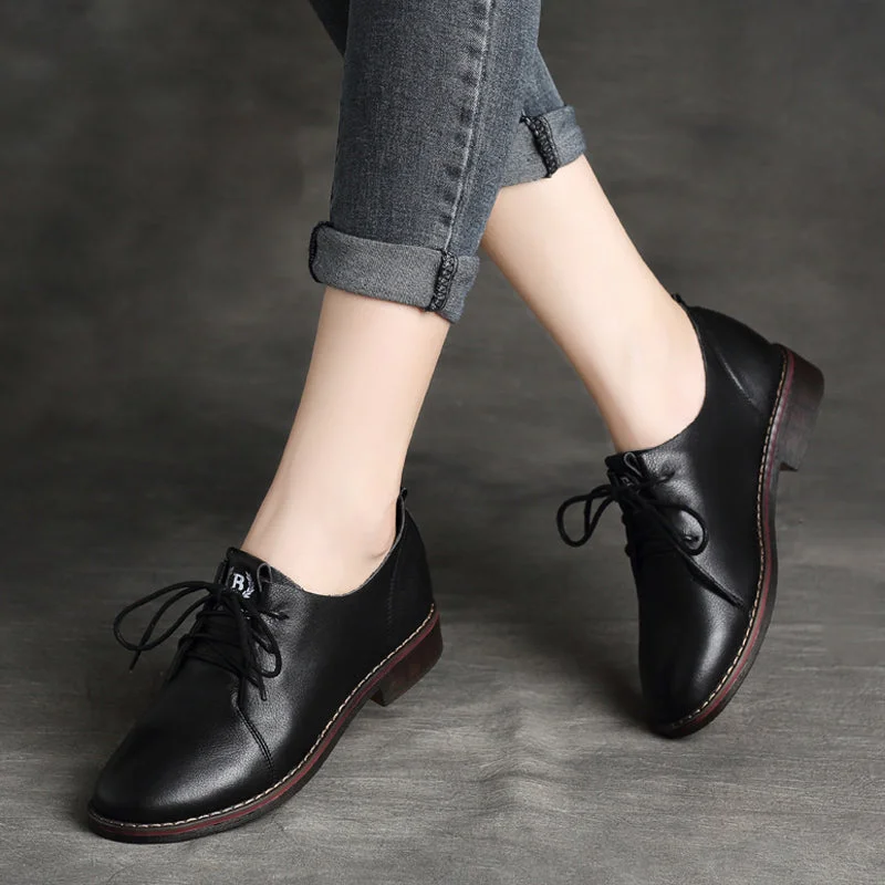 Casual shoes for relaxed outings -Women Retro Leather Soft Casual Shoes