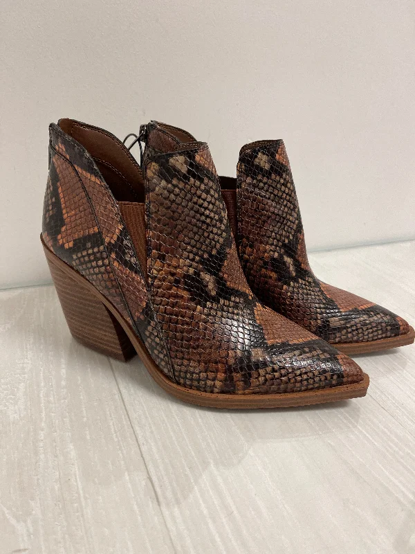 women’s suede boots-Boots Ankle Heels By Vince Camuto In Snakeskin Print, Size: 7.5