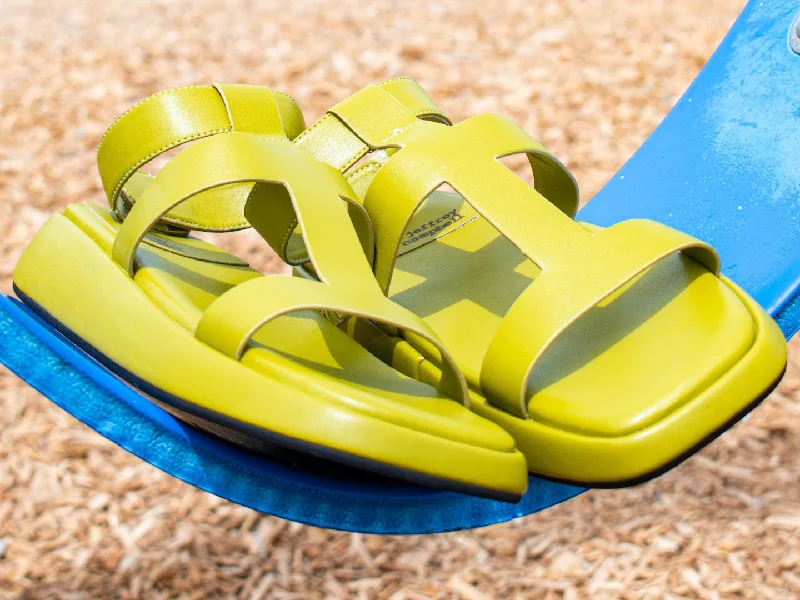 Sandals with perforated textures-Jeffrey Campbell: Bolo in Chartreuse