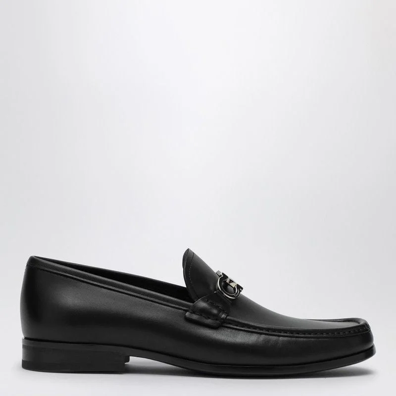 Casual shoes with lightweight sole -Ferragamo Leather Gancini Hook Moccasin