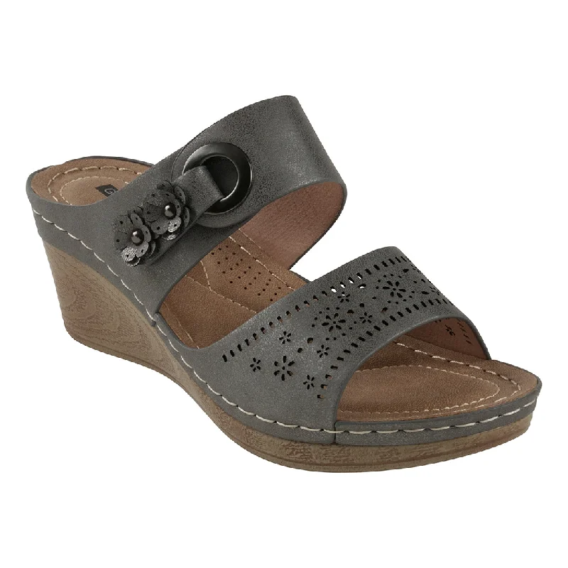 Best sandals for sleek comfort-Theresa Pewter Wedge Sandal