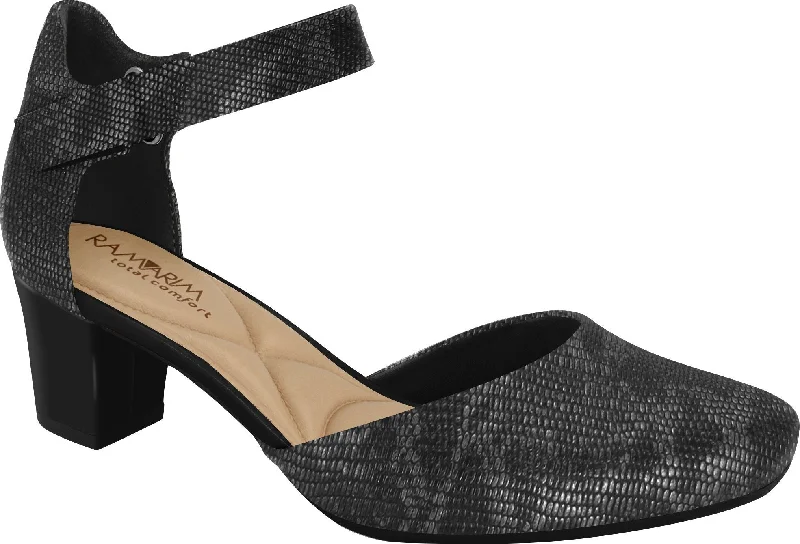 high heels for weekend trips-Ramarim 1884251 Women Fashion Comfortable Business Shoe Mid Heel in Black Cobra