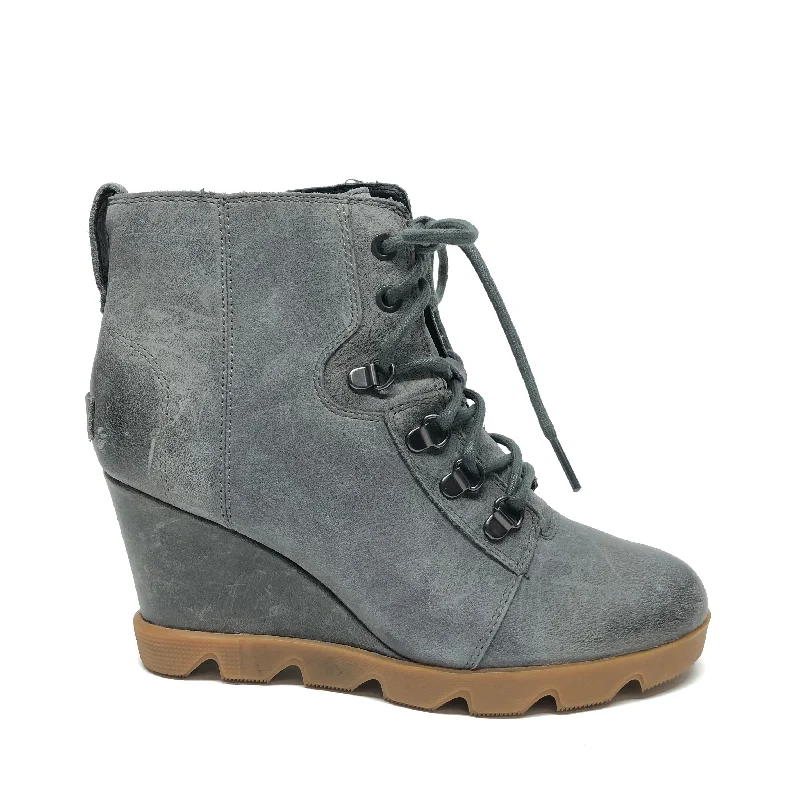 chic mid-calf boots-Boots Ankle Heels By Sorel In Grey, Size: 9.5