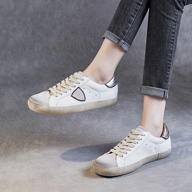 Casual shoes for daily comfort -Women Stylish Minimalist Leather Flat Casual Shoes