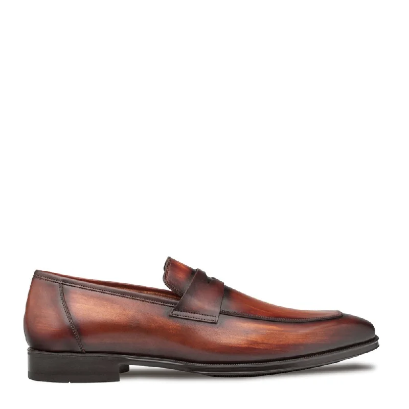 Loafers with leather finish-Mezlan Avenue 20910 Men's Shoes Cognac Calf-Skin Leather Penny Loafers (MZ3650)