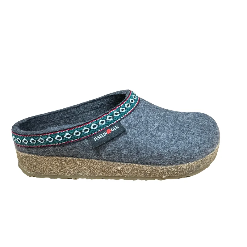 low-top warm slippers-Haflinger Classic Wool Grizzly Clog - Grey