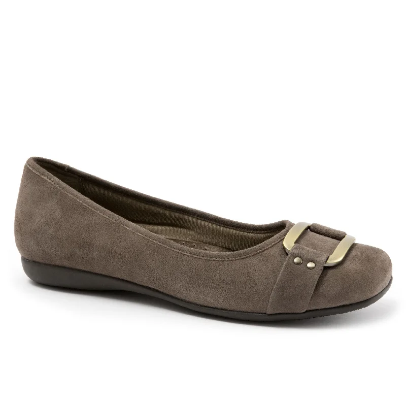 flats with luxury bathrooms-Sizzle Taupe Suede - SIZE 10 B ONLY