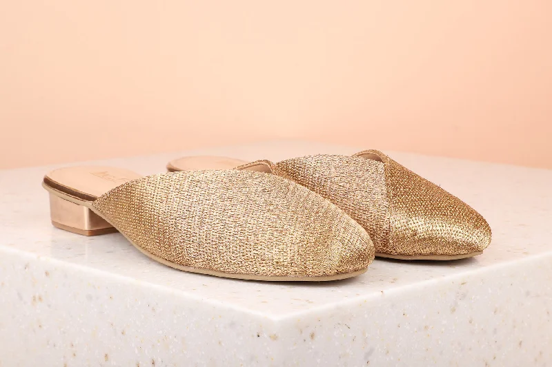 cozy flats for retirees-Women Rose Gold Embellished Mules Flats