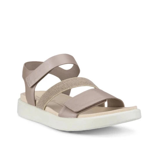 Gold sandals for evening wear-ECCO Women's Flowt Sandal - Grey Rose Metallic