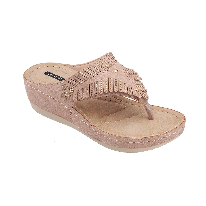 Sandals with rainbow colors-Virginia Blush Wedge Sandal