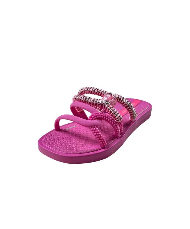 Best sandals for cushioned fit-Pink Crystal And Satin Slide