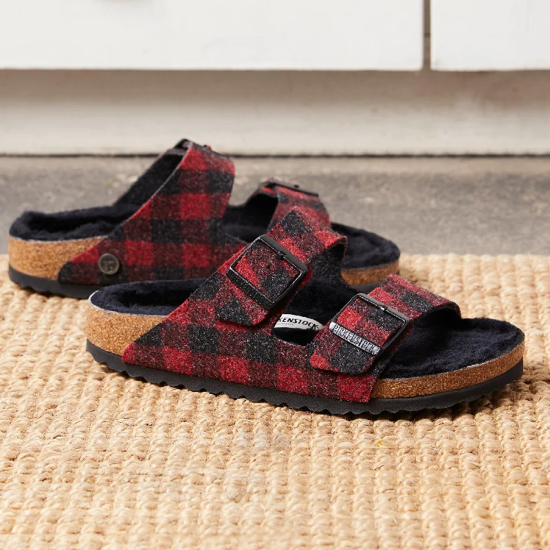 Sandals with pearl straps-ARIZONA WOOL - PLAID RED - WOOL