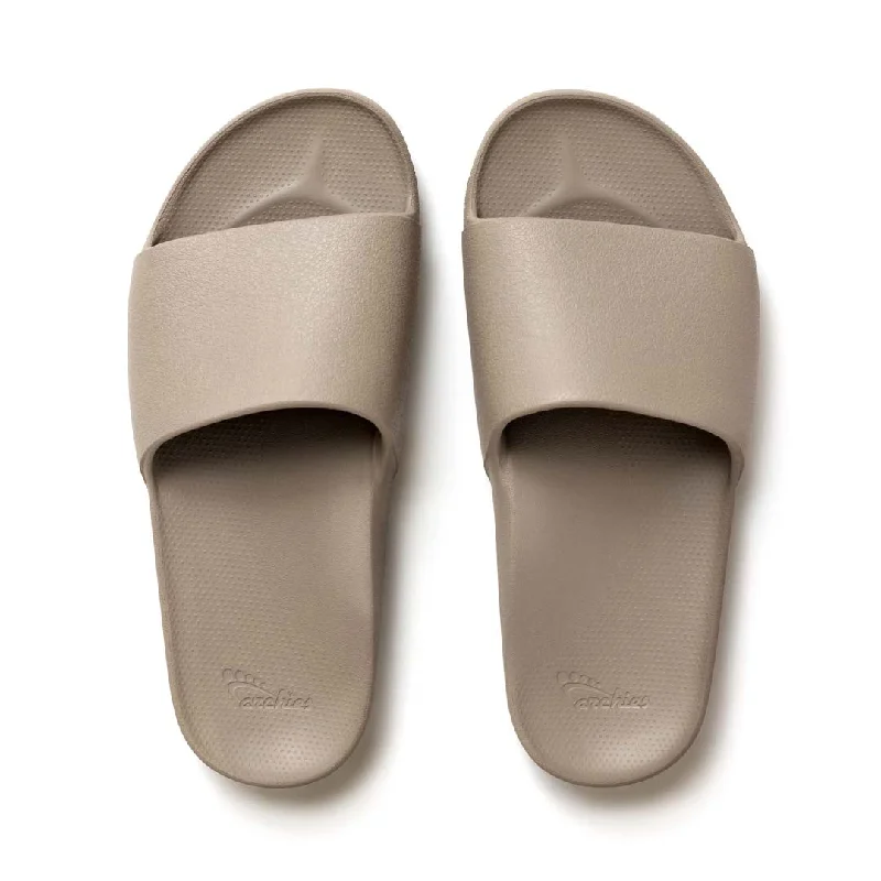 plush penguin slippers-Arch Support Slides - Classic - Taupe