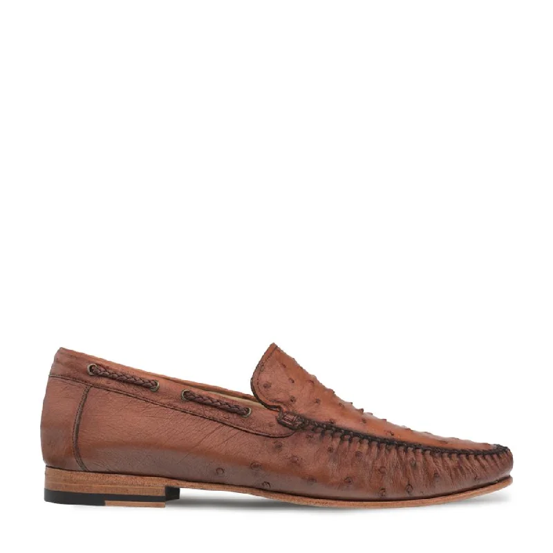 Loafers with comfy vibes-Mezlan 7318-S-RX612 Men's Shoes Brandy Exotic Ostrich Dress Moccasin Loafers (MZ3375)