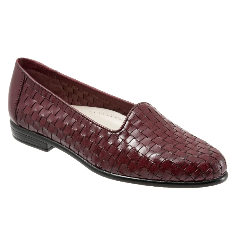 flats with open designs-Liz Woven Black Cherry Slip-on Shoes