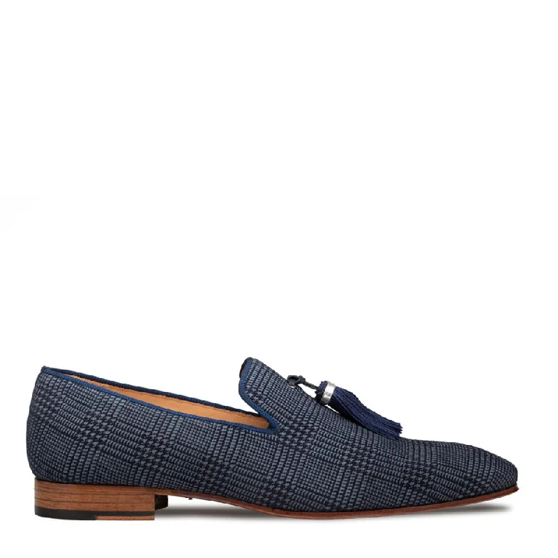 Loafers with minimal vibes-Mezlan S20652 Men's Shoes Blue Laser Print Suede Leather Slip-On Tassels Loafers (MZ3641)