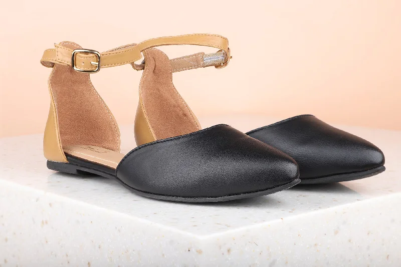 modern flats with patio-Women Black Mules Flats