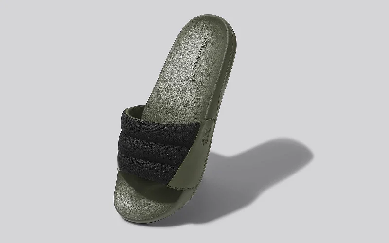 durable waterproof slippers-Squooshy Slides for Men : Olive-Black