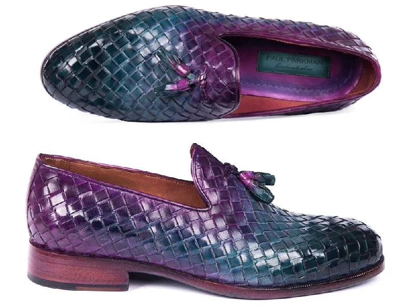 Loafers for work soles-Paul Parkman Multicolor Woven Tassel Loafers