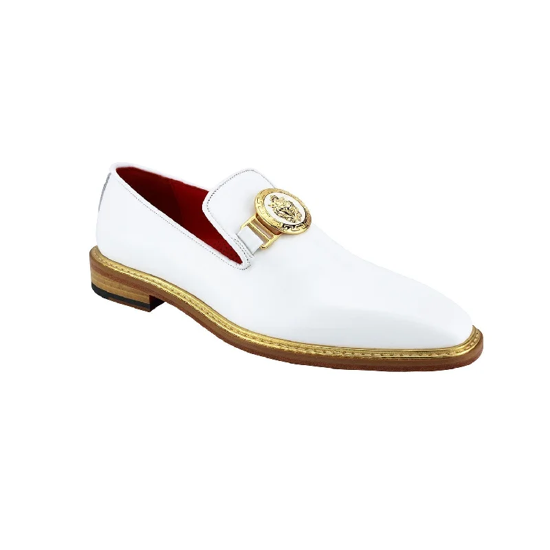 Loafers with rugged vibes-Emilio Franco EF102 Men's Shoes White Calf-Skin Leather Formal Loafers (EFC1010)