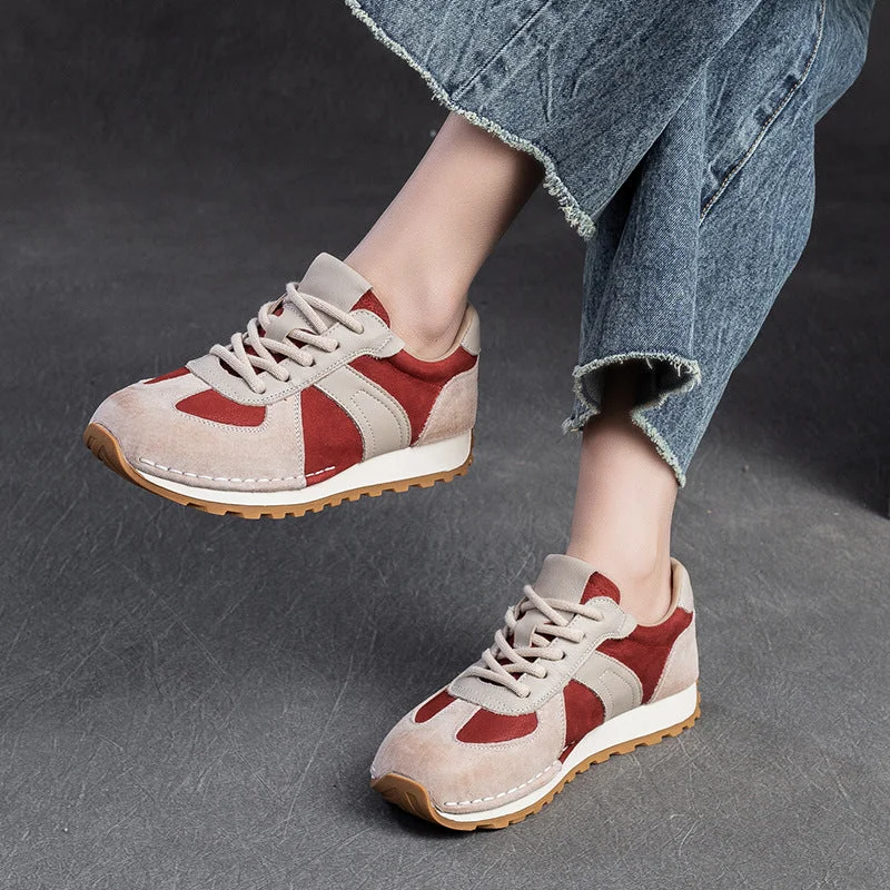 Casual shoes for casual style -Women Stylish Color Matching Leather Casual Shoes