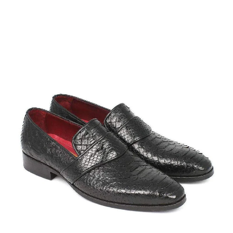 Loafers for outdoor vibes-Paul Parkman Men's Genuine Snake Black Loafers 11BLK62