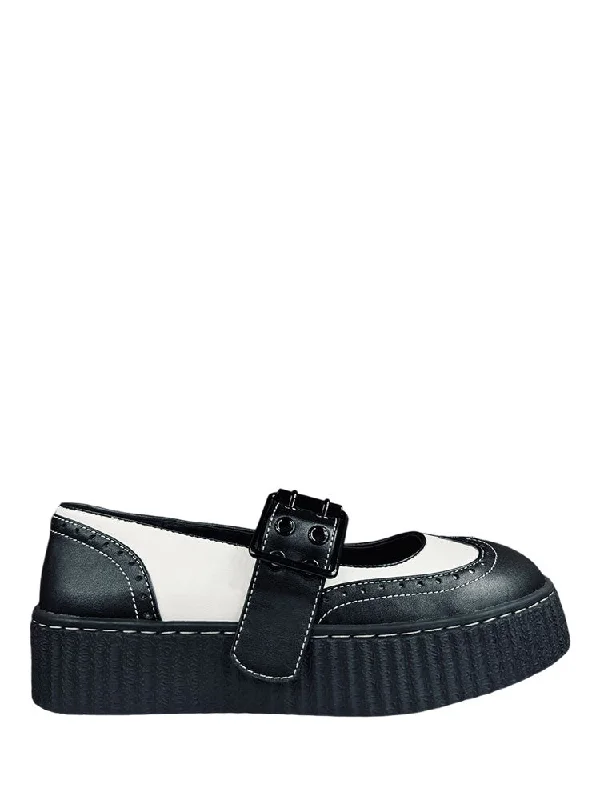 Mary Jane shoes for casual nights-DERBY MARY JANE - BLACK/WHITE