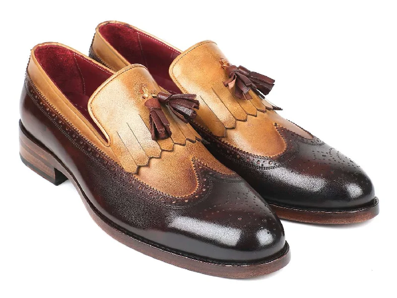 Loafers for summer hues-Paul Parkman Beige & Brown Tassel Loafers