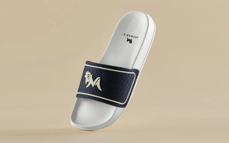 women’s cozy slippers-Signature Slides : Classic White-Denim