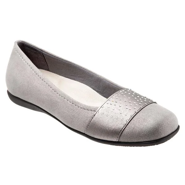 flats with trendy decor-Samantha Grey Micro Ballet Flat Shoes