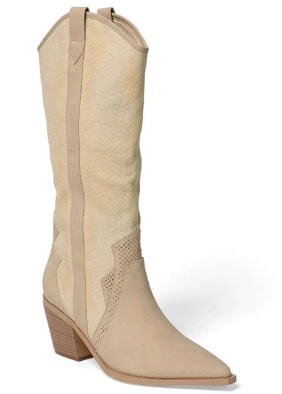 women’s fashion boots-Western Boots - Nude