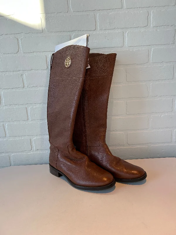 waterproof wading boots-Boots Designer By Tory Burch In Brown, Size: 9