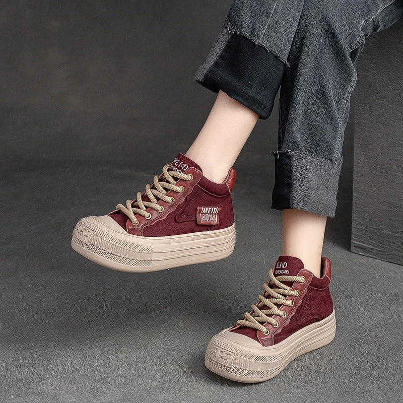 Casual shoes with cushioned design -Women Stylish Fashion Leather High Top Casual Shoes