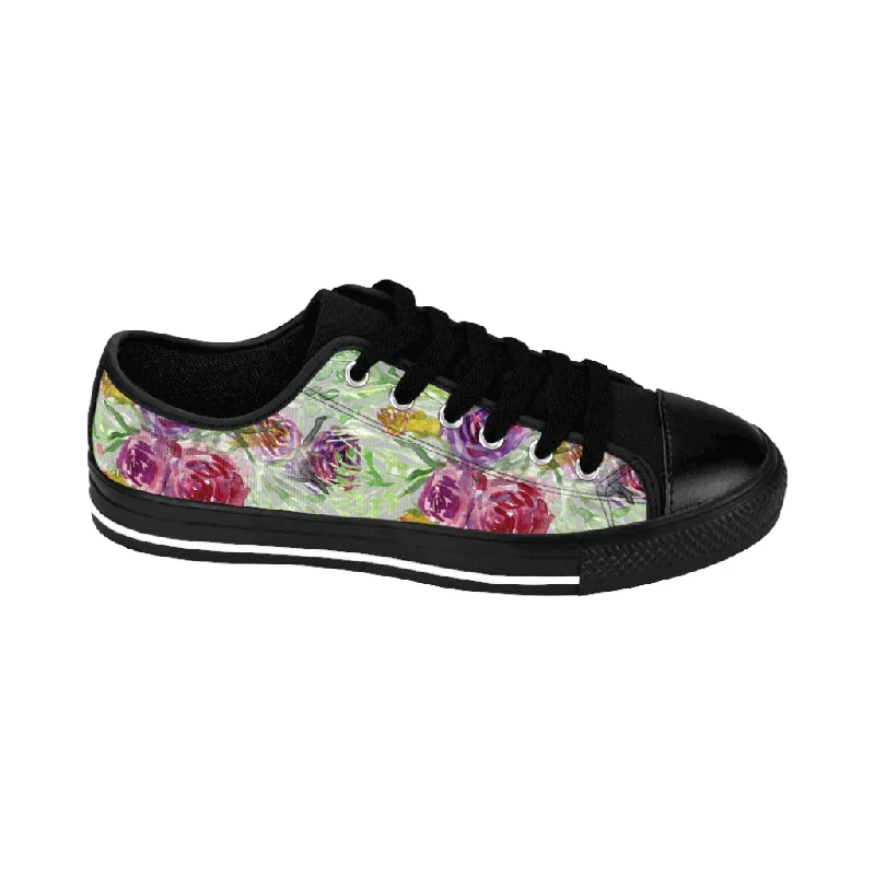 Casual shoes for outdoor fun -Cute Floral Rose Women's Sneakers, Floral Rose Print Best Tennis Casual Shoes For Women (US Size: 6-12)