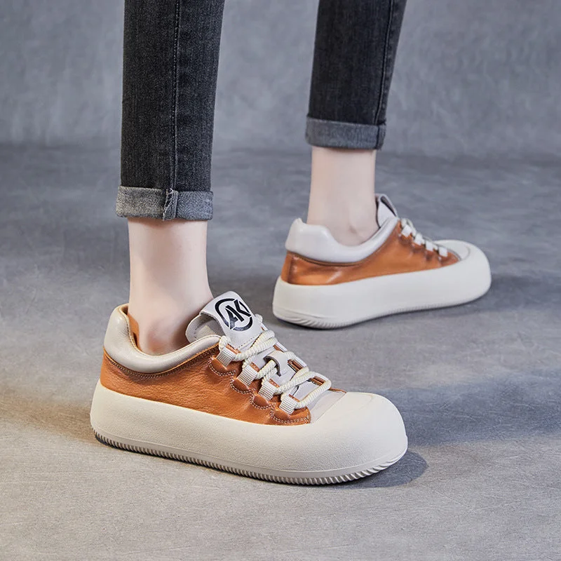 Casual shoes with soft sole -Women Fashion Leather Flat Casual Shoes