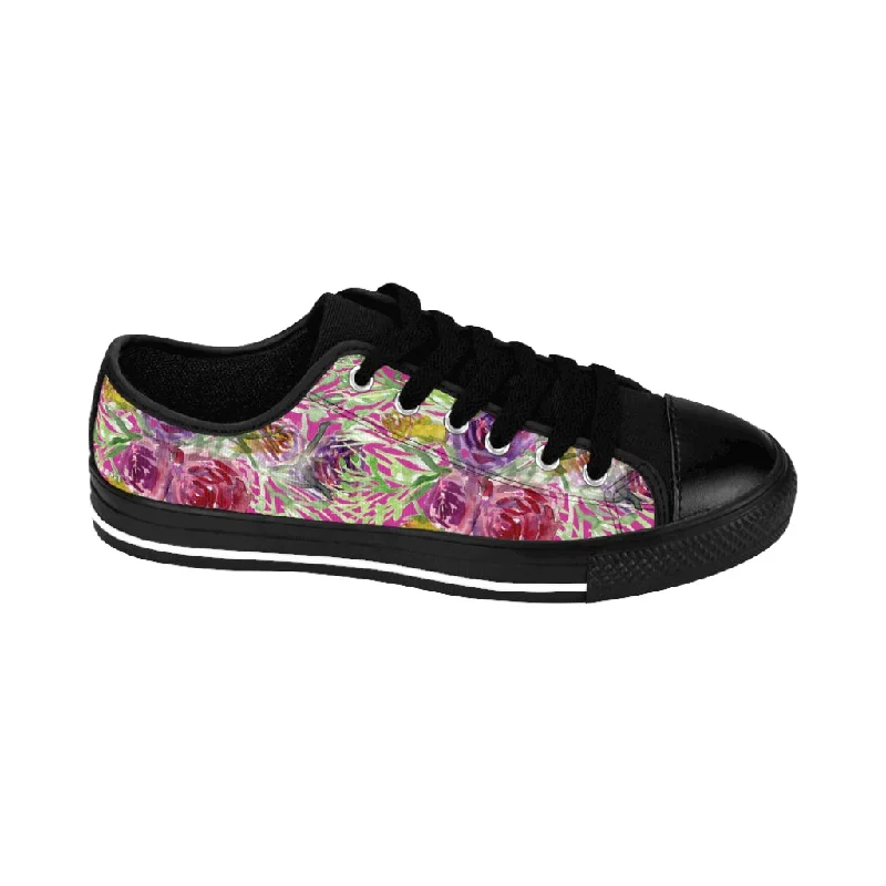 Casual shoes for minimalist wardrobes -Hot Pink Floral Women's Sneakers, Floral Rose Print Best Tennis Casual Shoes For Women (US Size: 6-12)