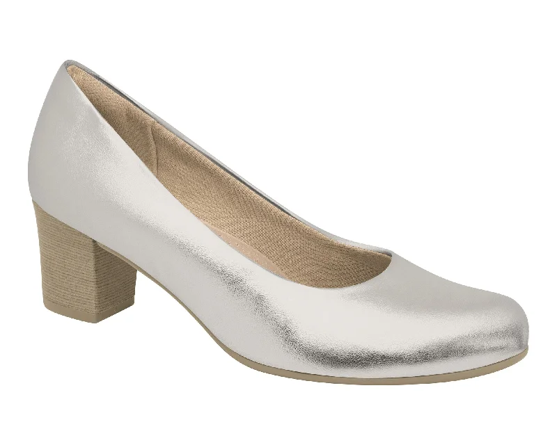 high heels with spacious heels-Piccadilly Ref: 110072-3213 Silver Prata Color Business Court Shoe with Medium Heel - The Ideal Combination of Elegance and Comfort for Your Professional Wardrobe