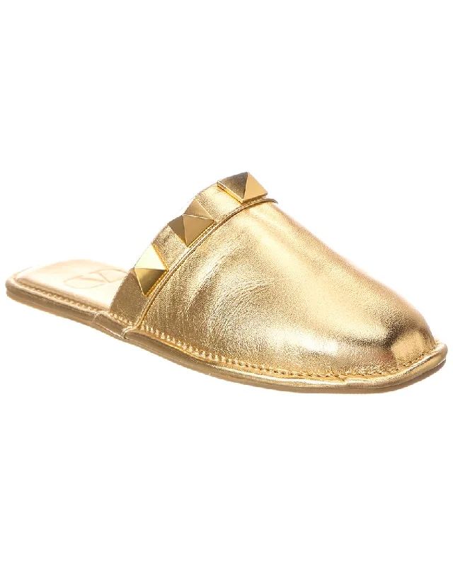 ventilated lightweight slippers-Valentino Roman Stud Leather Slipper