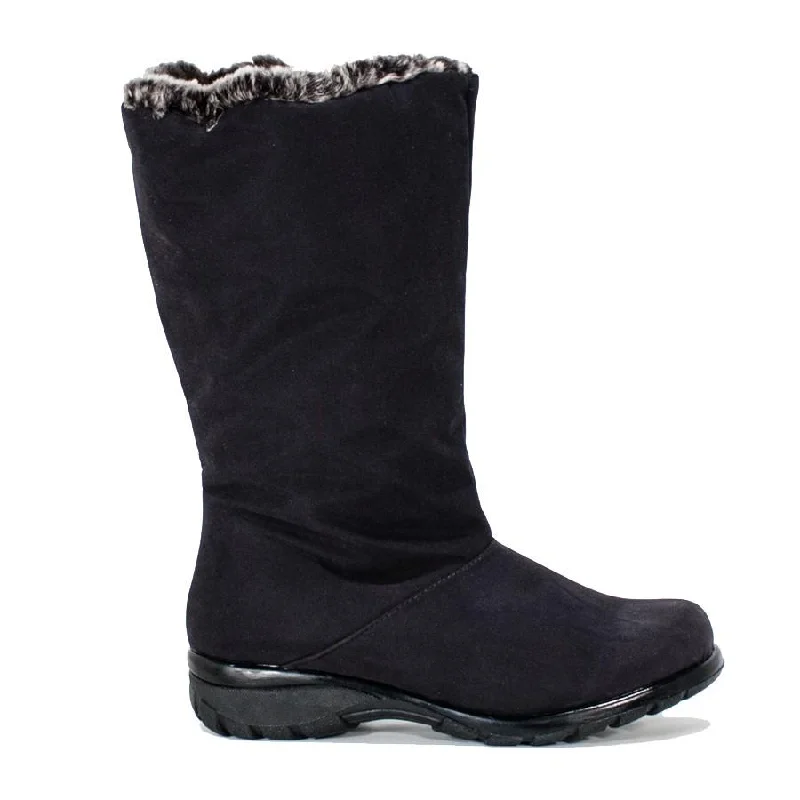 cozy suede boots-Toe Warmers Women's Janet WATERPROOF Boot  Black Fabric