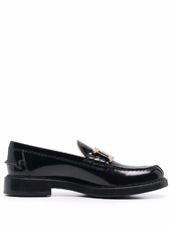 Casual shoes with lightweight sole -TOD'S Chunky Sole Leather Moccasins with Gold Hardware